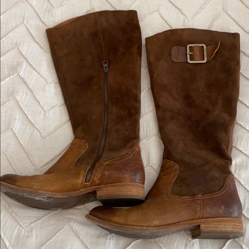 kork-ease camel suede & leather knee high boots!